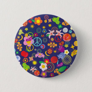 Boho-Blumen Button