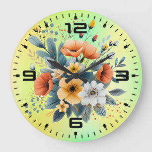 Boho-Blumen-Cliparts zum Muttertag-61983 Große Wanduhr