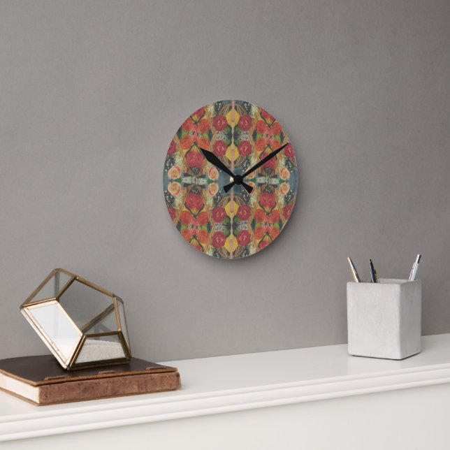 Boho-Blumen-Designuhr Runde Wanduhr (Büro)