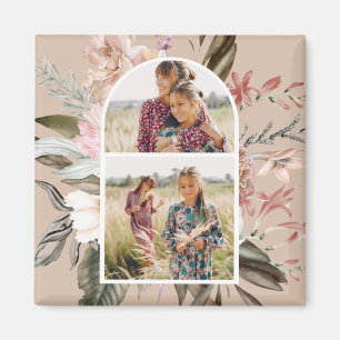 Boho-Blumen-Doppel-Foto Magnet