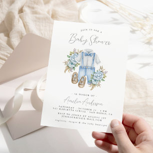 Boho-Blumen-Einladung zur Babyparty für Jungen Einladung