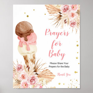 Boho-Blumen-Eiscreme-Gebete für Baby Poster