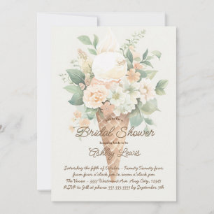 Boho-Blumen-Eiscreme-Waffel, Grünzeug-Eiscreme Einladung