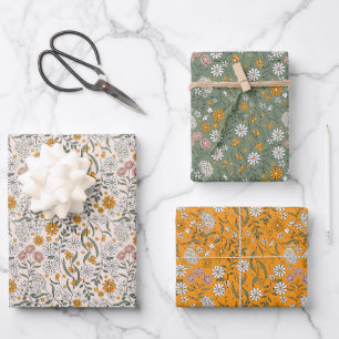 Boho-Blumen-Erdtöne Botanische Hochzeitsdusche Geschenkpapier Set