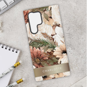 Boho-Blumen-Erdtöne  Samsung Galaxy Hülle