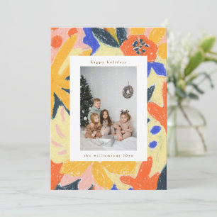 Boho-Blumen-Feiertagsfoto Handgemalte Abstraktion Feiertagskarte