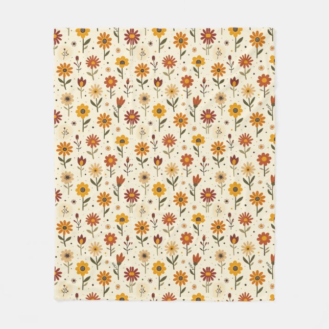 Boho-Blumen Fleecedecke (Vorderseite)