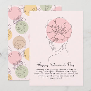 Boho-Blumen-Frauen-Illustration, Frohen Internatio Feiertagskarte