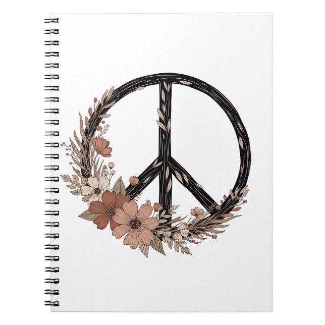 Boho-Blumen-Friedenszeichen – Erdige Wandkunst & T Notizblock (Vorderseite)