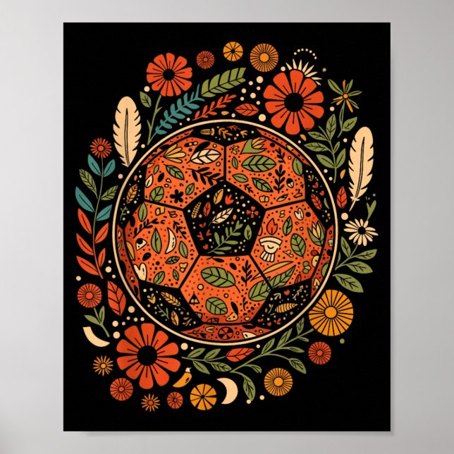 Boho-Blumen-Fußball Poster (Vorne)