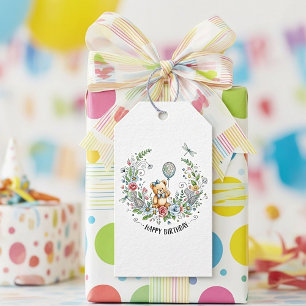 Boho-Blumen-Geburtstagsbär Geschenkanhänger