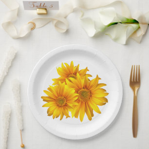 Boho-Blumen Gelbe Blumen Landhochzeit Blumen Hochz Pappteller