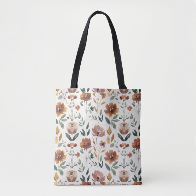Boho-Blumen-Geometrie – Erdige Wildblumen-Muster (Vorderseite)