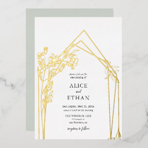 Boho-Blumen Geometrische Hochzeit Folieneinladung