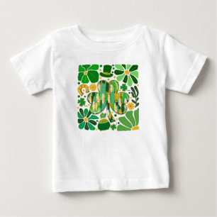 Boho-Blumen-Glitter St. Patrick's Day Shamrock Baby T-shirt