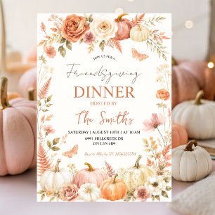 Boho-Blumen-Herbst-Friendsgiving-Abendessen-Einlad Einladung