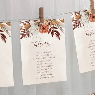 Boho-Blumen-Herbst-Hochzeit-Sitzplan-Tischplan
