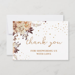 Boho Blumen Herbst-Hochzeitsdusche Danke Karte
