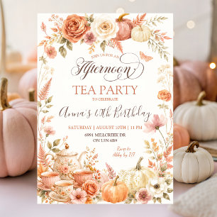 Boho-Blumen-Herbst-Nachmittagstee-Birthday-Party Einladung