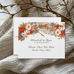 Boho Blumen Herbstfarben, Herbsthochzeit Save The Date