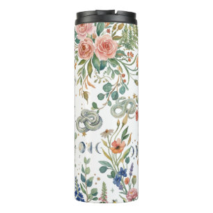 Boho-Blumen-Himmelsmond & Schlangen Botanik Thermosbecher