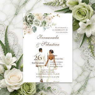 Boho-Blumen-Hochzeit auf Spanisch Einladung