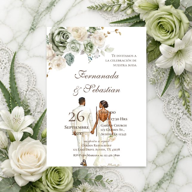 Boho-Blumen-Hochzeit auf Spanisch Einladung (Von Creator hochgeladen)