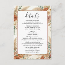 Boho-Blumen-Hochzeit-Beilage-Informationskarte