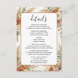 Boho-Blumen-Hochzeit-Beilage-Informationskarte Begleitkarte