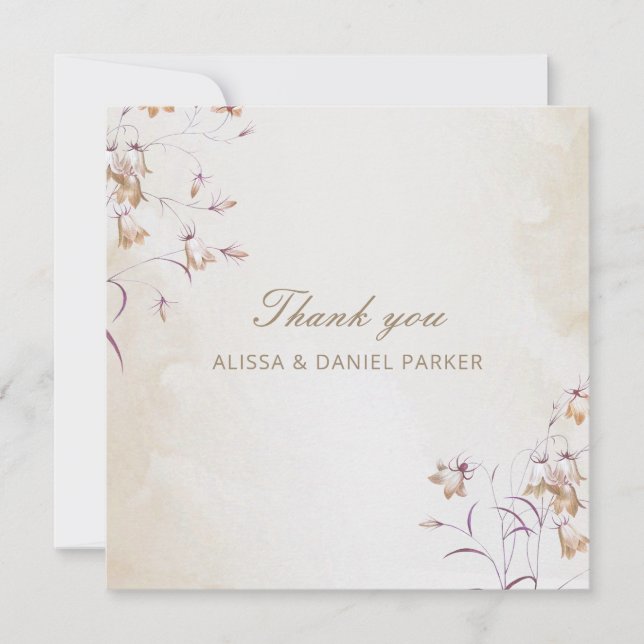 Boho-Blumen-Hochzeit-Dankeskarten (Vorderseite)