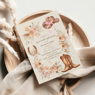 Boho-Blumen-Hochzeit im Western-Stil Einladung
