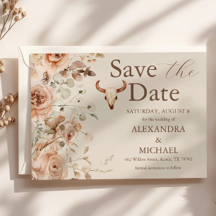 Boho-Blumen-Hochzeit im Western-Stil - Heiratsantr Save The Date