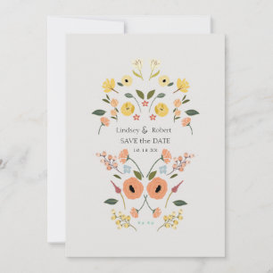 Boho-Blumen-Hochzeits-Einladungskarte zum Vormerke