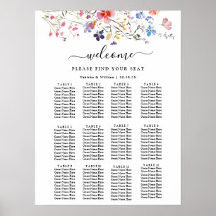 Boho-Blumen-Hochzeits-Sitzplan Poster