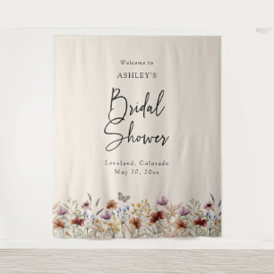 Boho Blumen Hochzeitsdusche Wandteppich