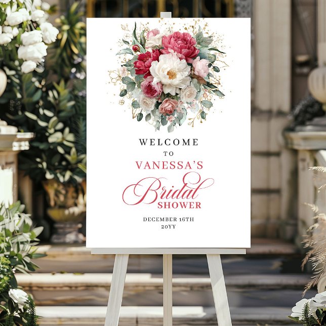 Boho-Blumen-Hochzeitsdusche-Willkommensschild Poster (Boho Floral Bridal Shower Welcome Sign)