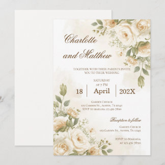 Boho-Blumen-Hochzeitseinladung Einladung