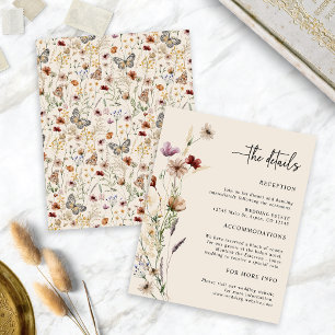 Boho-Blumen-Hochzeitseinschlusskarte Begleitkarte