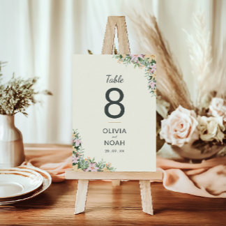 Boho-Blumen-Hochzeitstisch-Nummernkarte Tischnummer