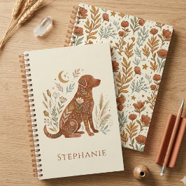 Boho Blumen Hund Silhouette Erdig Botanisch Planer
