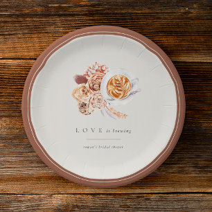 Boho-Blumen-Kaffee "Die Liebe brodelt" Brautdusche Pappteller