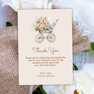 Boho-Blumen-Kinderwagen-Baby-Party Dankeskarte