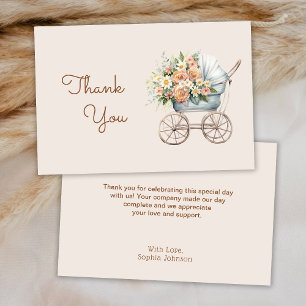 Boho-Blumen-Kinderwagen-Baby-Party Dankeskarte