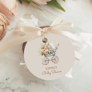 Boho-Blumen-Kinderwagen-Baby-Party Geschenkanhänger