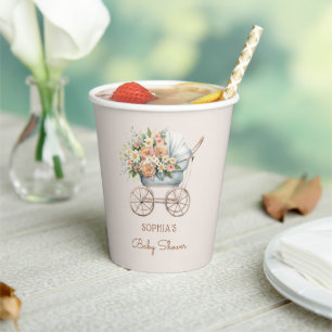 Boho-Blumen-Kinderwagen-Baby-Party Pappbecher
