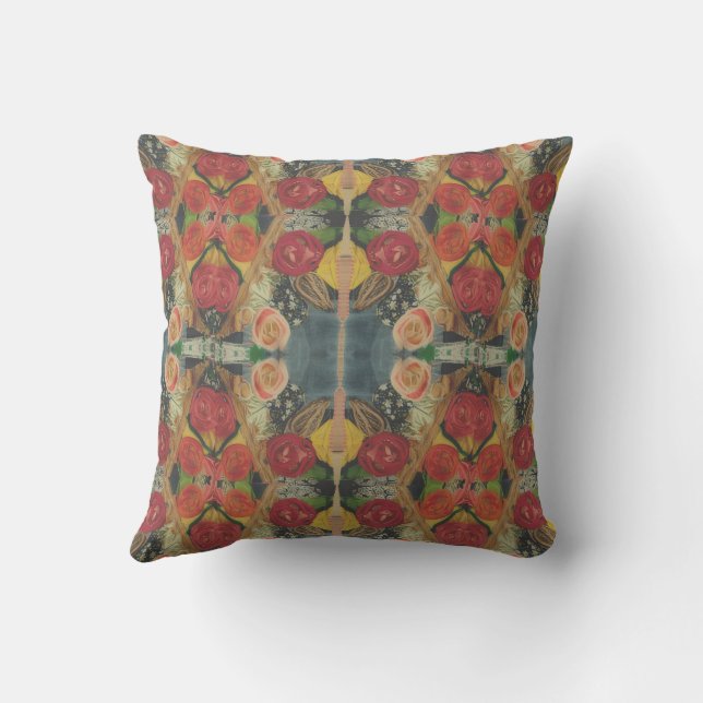 Boho-Blumen-Kissen mit Design Kissen (Rückseite)