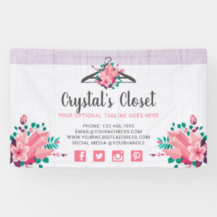 Boho Blumen Kleiderbügel Schrank Mode Boutique Banner