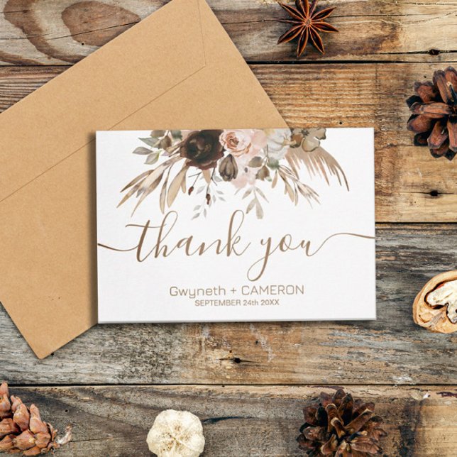 Boho-Blumen-Kürbis Danke (#zazzlemade #thankyoucard #autumn)