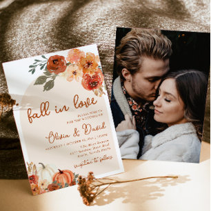 Boho-Blumen-Kürbis-Herbst-Hochzeit: Verliebe Dich Einladung