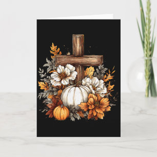 Boho-Blumen-Kürbis-Kreuz-Herbst-Jesus-christlich-t Karte